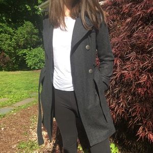 Black Forever 21 Winter Overcoat with Belt+Buttons